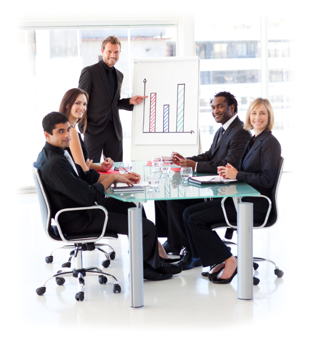 young businessman giving presentation